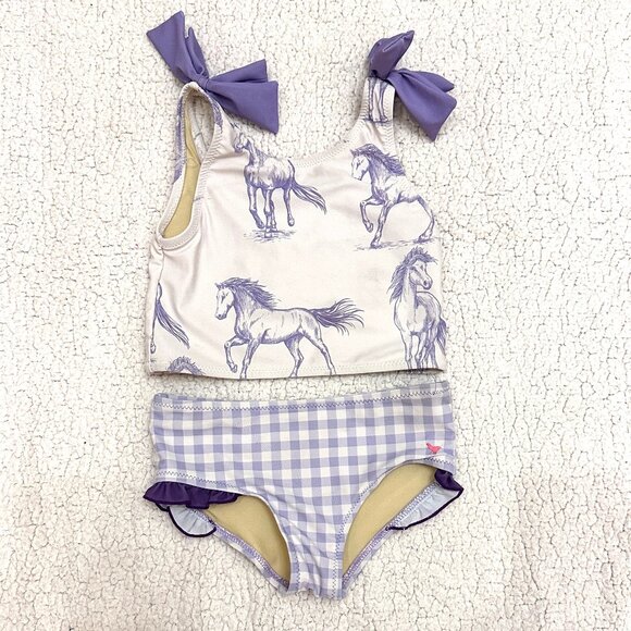 Pink Chicken Purple Horse Tankini Swimsuit - Picture 1 of 6